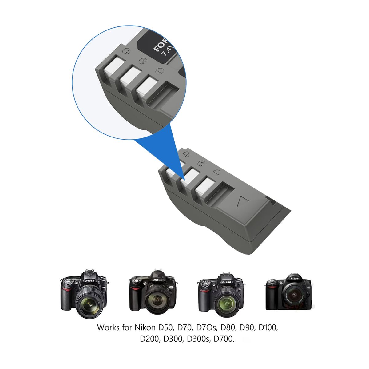 GENERICO - Bateria En el3e Para Nikon D50 D70 D70s D80 D90 D100 D200 D300 D300s D700 y más