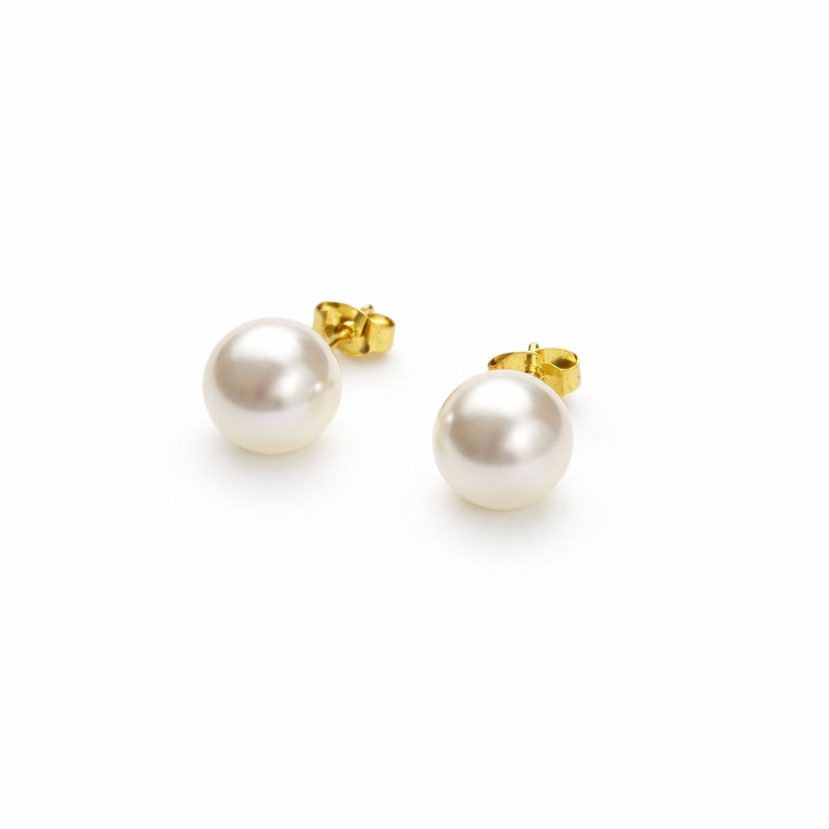 GENERICO - Aretes pegados de perla blanca 8 mm para mujer