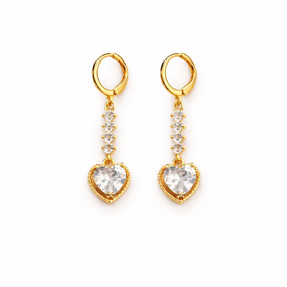 GENERICO - Aretes largos corazón con brillos para mujer fiesta