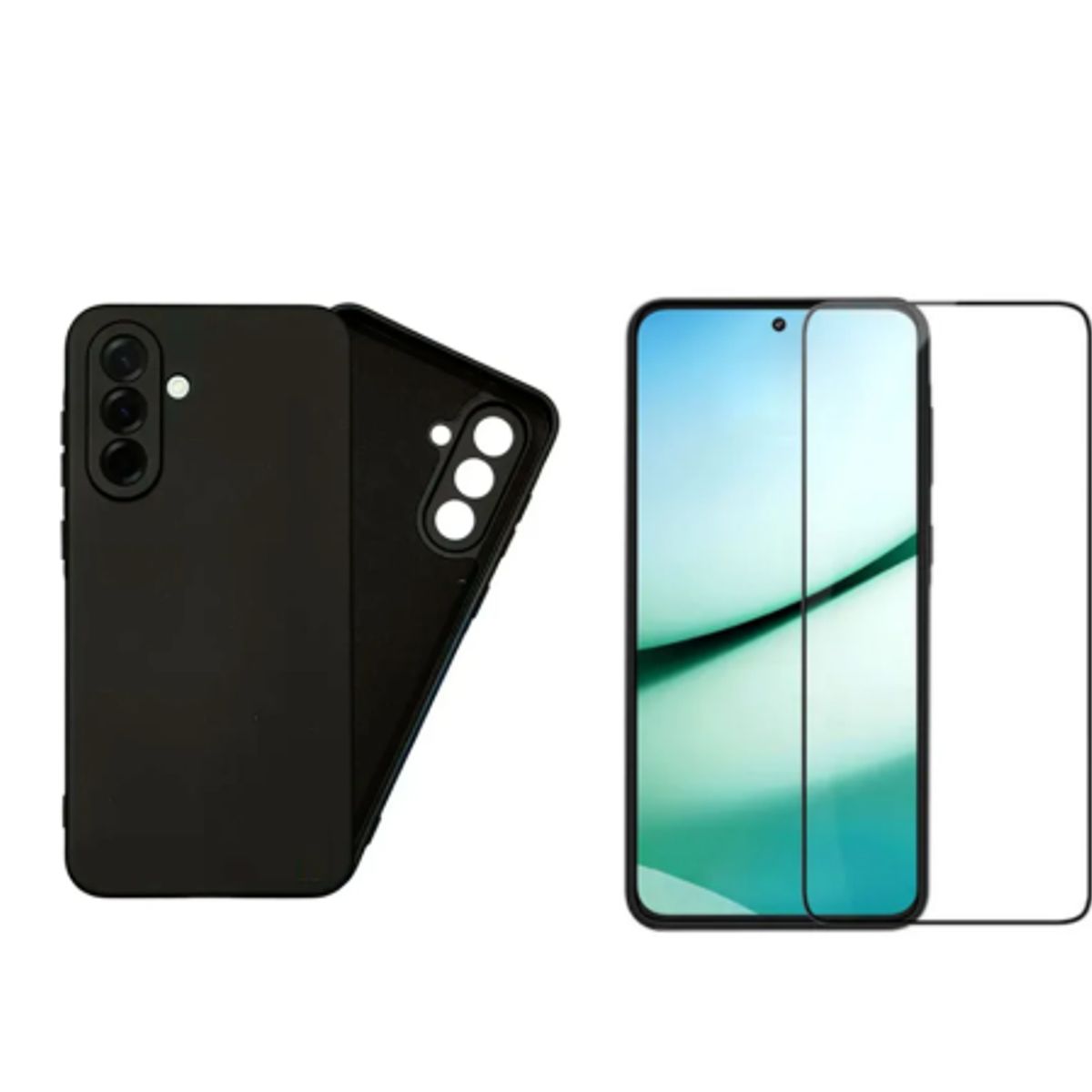 SPACE - Case Silicona para Samsung A56 - NEGRO + MICA