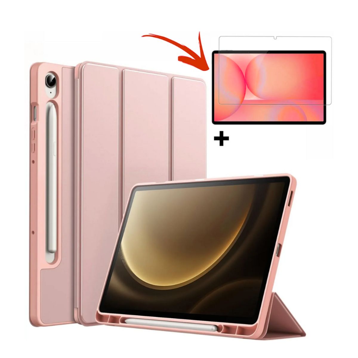 SPACE - Funda Smart cover Samsung  S10 - S10 FE  color ROSADO + mica de vidrio