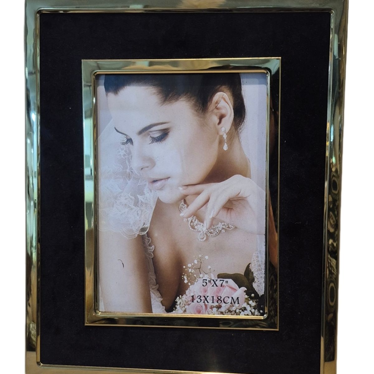 GENERICO - Cuadro Portarretrato Decorativo Negro con Borde Dorado - Adorno Elegante para Sala Regalo Ideal