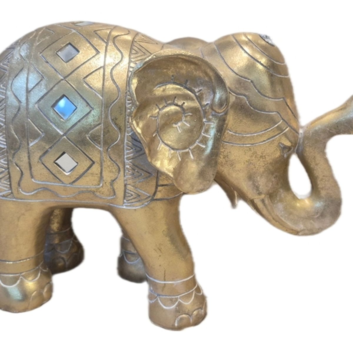 GENERICO - Figura Decorativa Elefante Dorado con Detalles Artesanales - Adorno Elegante para Sala Regalo Ideal