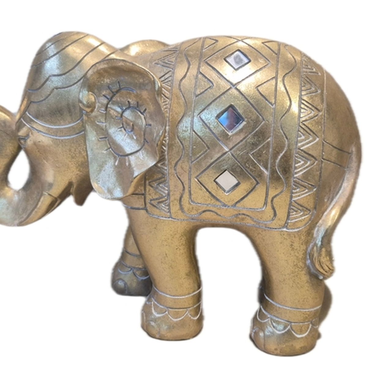 GENERICO - Figura Decorativa Elefante Dorado con Detalles Artesanales - Adorno Elegante para Sala Regalo Ideal