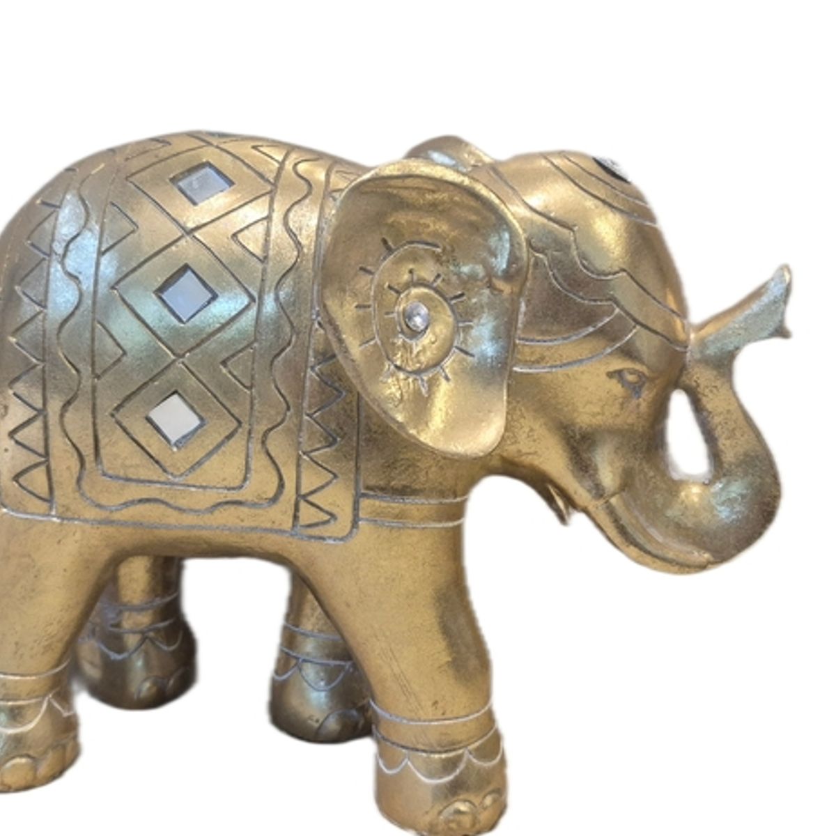 GENERICO - Figura Decorativa Elefante Dorado con Detalles Artesanales - Adorno Elegante para Sala Regalo Ideal