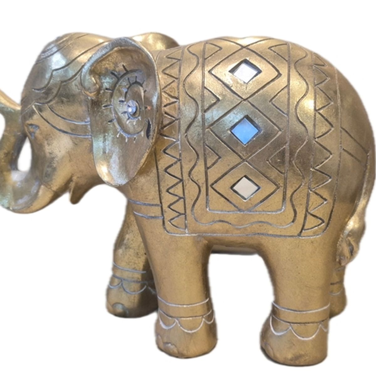 GENERICO - Figura Decorativa Elefante Dorado con Detalles Artesanales - Adorno Elegante para Sala Regalo Ideal
