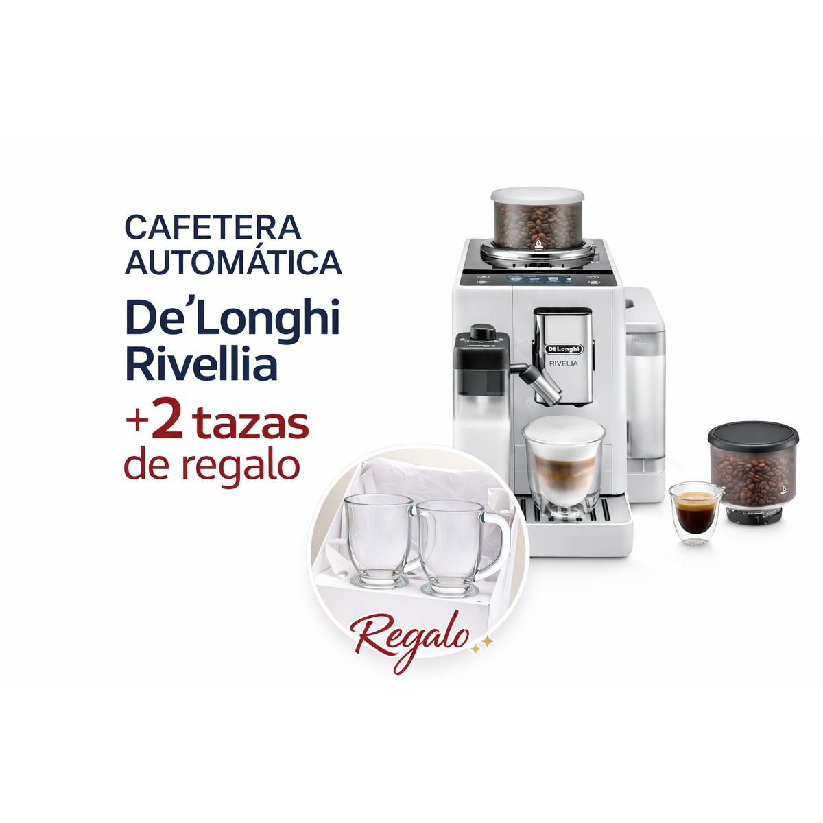 DELONGHI - Cafetera Superautomática De’Longhi Rivelia EXAM440.55.BG, 1450 W, 19 bares, pantalla tactil