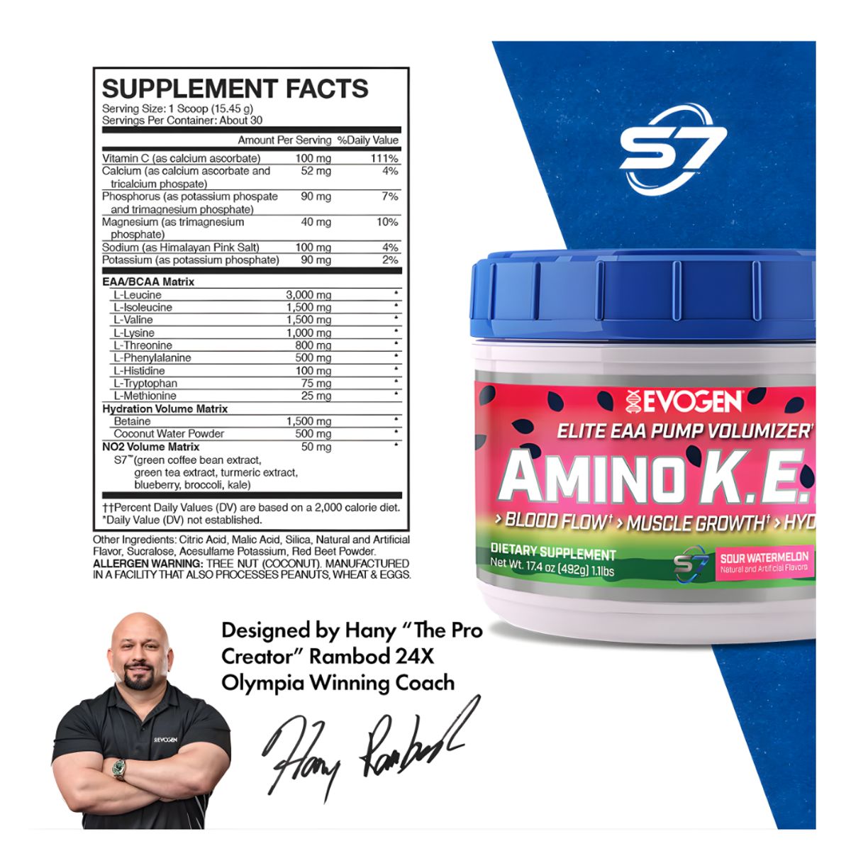 EVOGEN - Amino K.E.M 30 servicios - Aminoácidos y Electrolitos Evogen - Watermelon