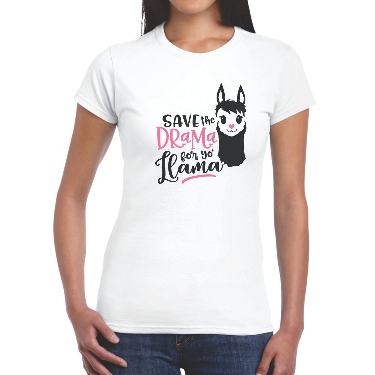 GENERICO - Polo Mujer diseño LLAMA  - Nathalie Love It - Blanco