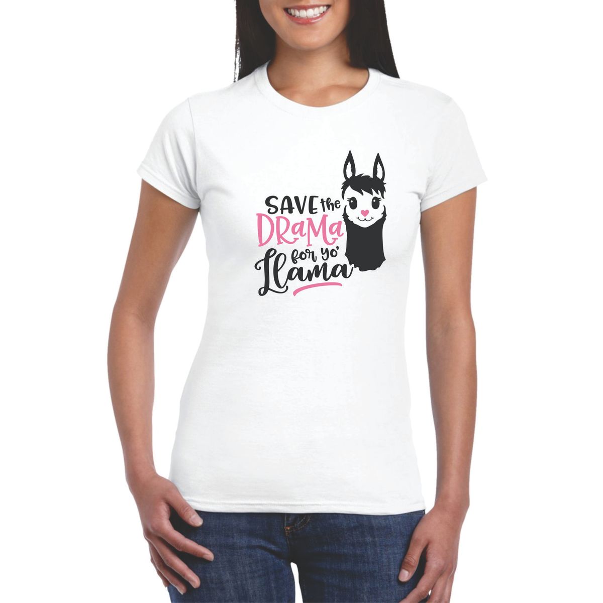 GENERICO - Polo Mujer diseño LLAMA  - Nathalie Love It - Blanco