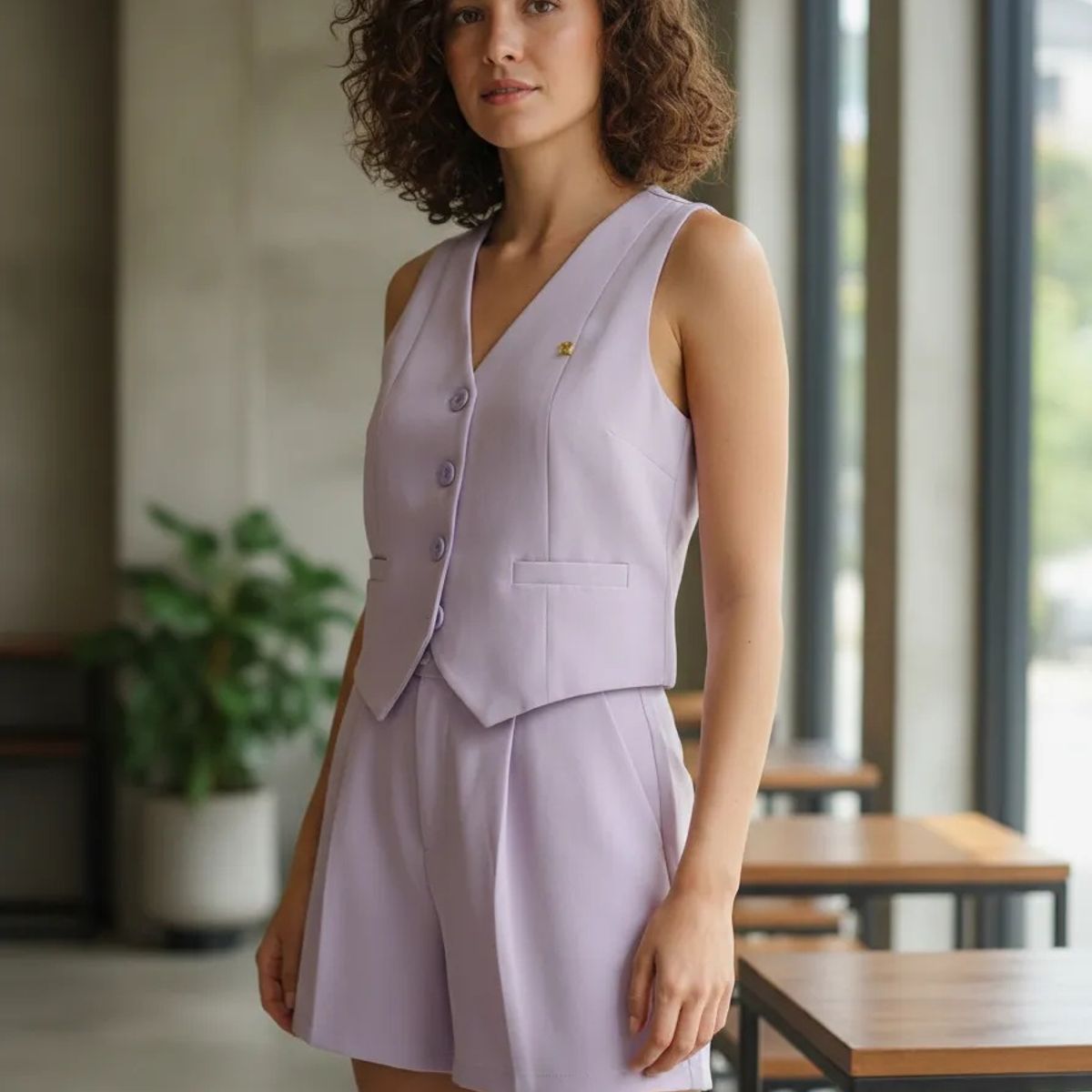 GENERICO - Conjunto sastre para dama short y chaleco