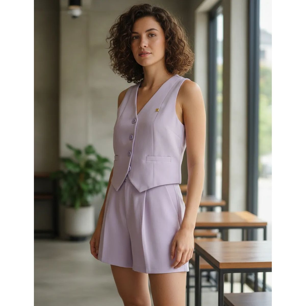 GENERICO - Conjunto sastre para dama short y chaleco