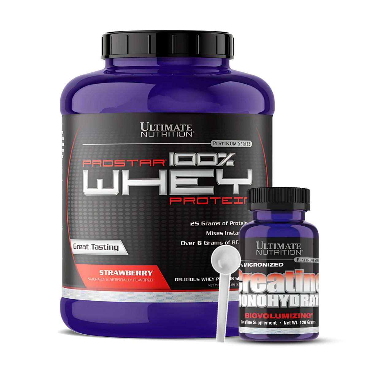ULTIMATE NUTRITION - Prostar 100 % Whey 5 LB - Strawberry+ Creatina Ultimate Nutrition 120 g + Scoop