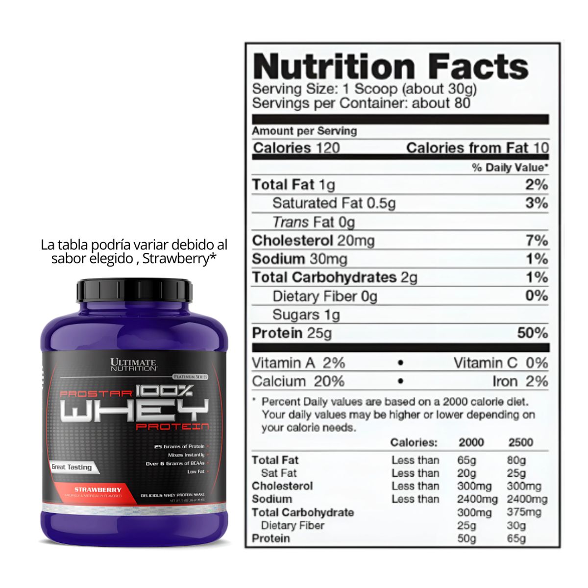 ULTIMATE NUTRITION - Prostar 100 % Whey 5 LB - Strawberry+ Creatina Ultimate Nutrition 120 g + Scoop