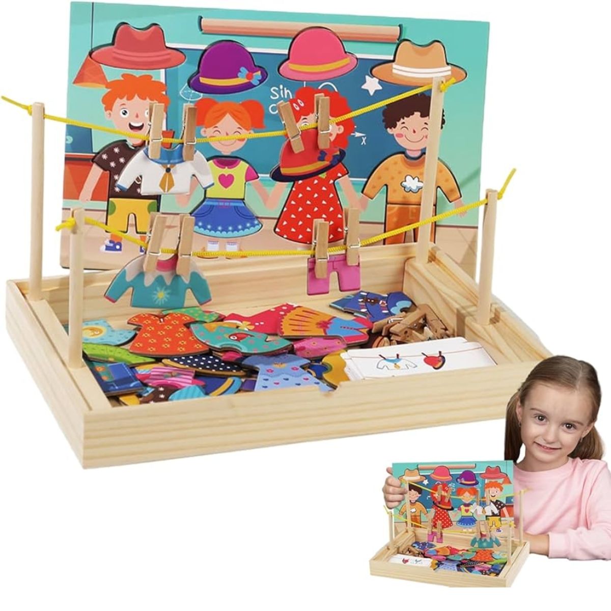 GENERICO - Juego Didáctico Tendedero de Ropa