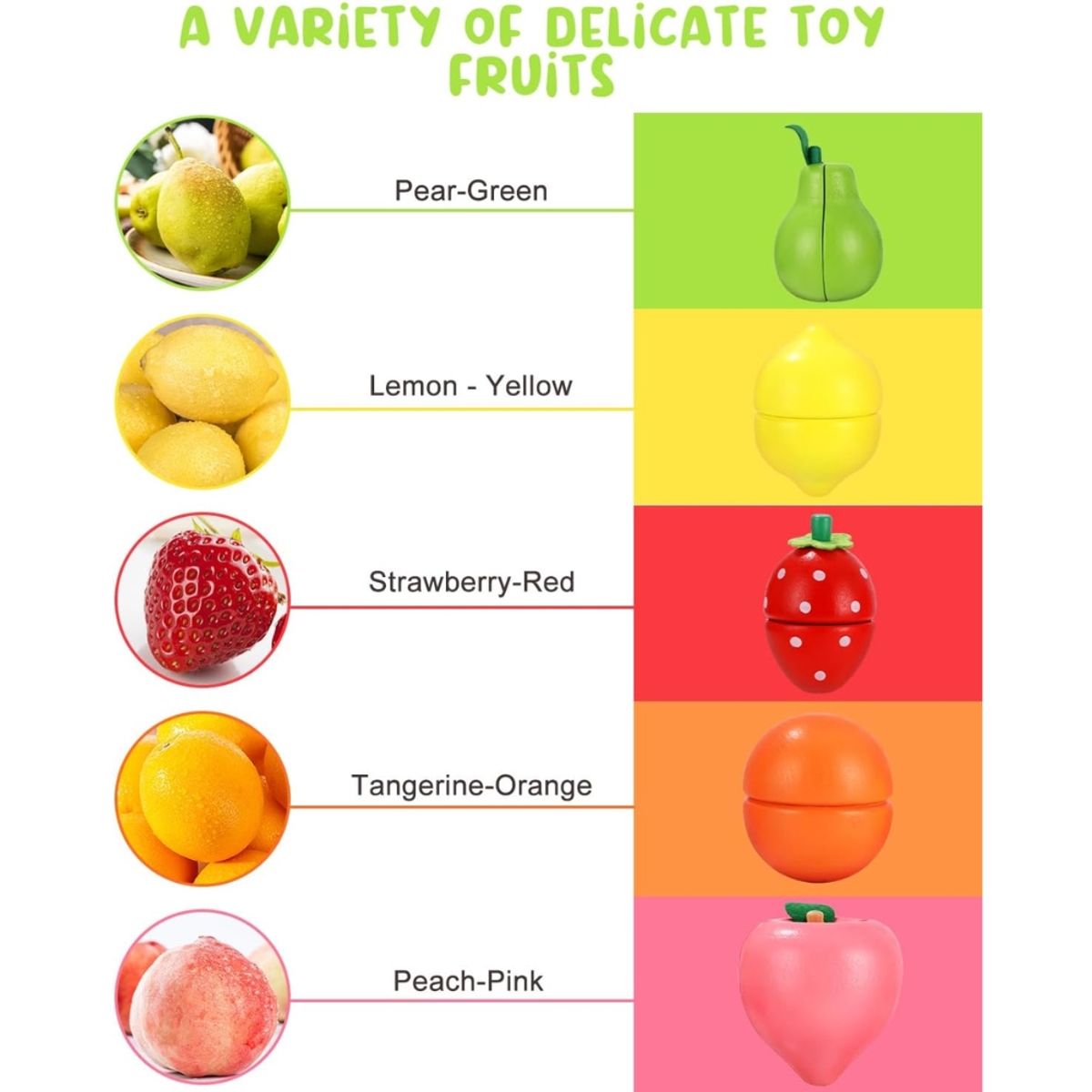 GENERICO - Set de Juego de Canasta de Frutas de Madera