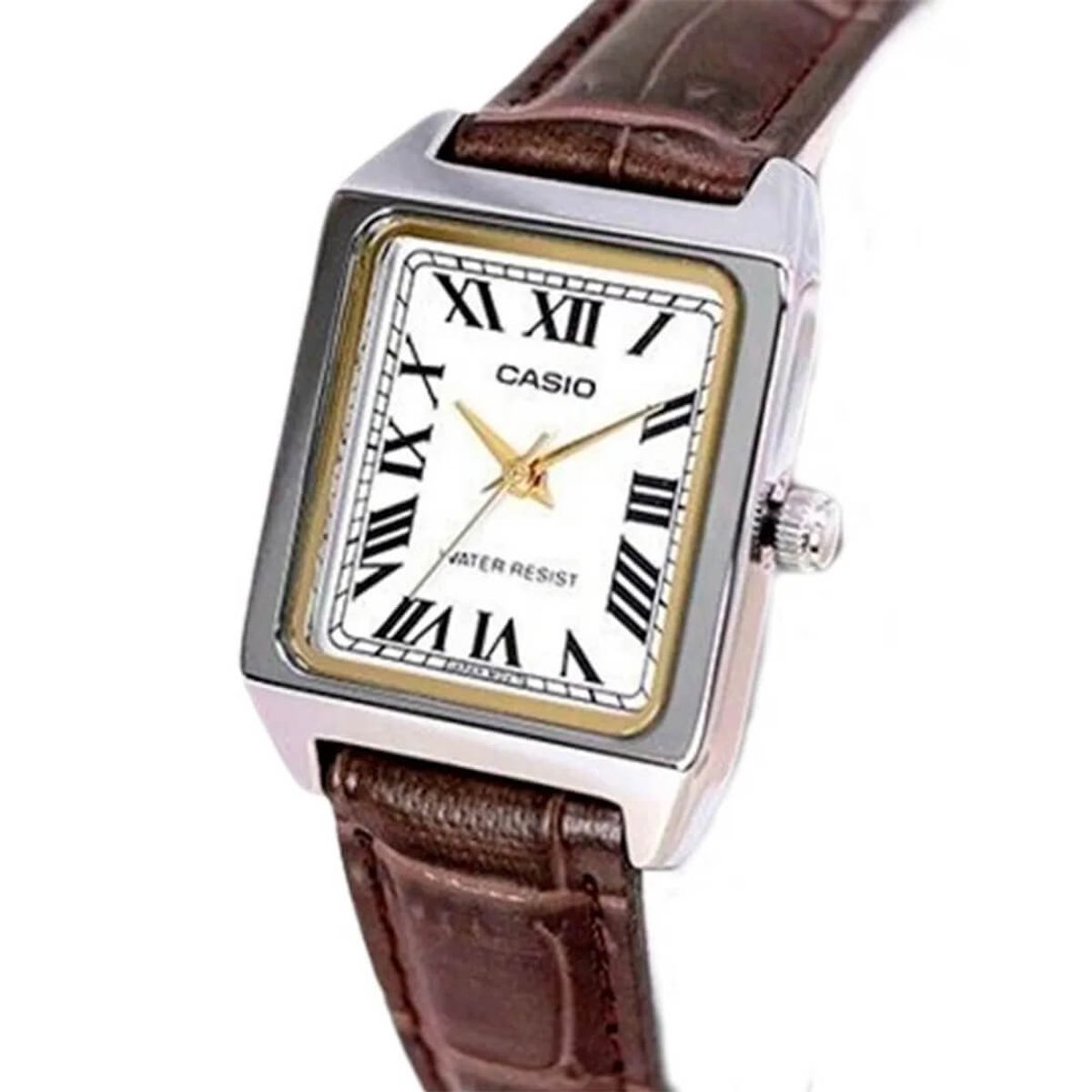 CASIO - Reloj Casio LTP-V007L-7B2 Mujer Cuero Marrón / Blanco