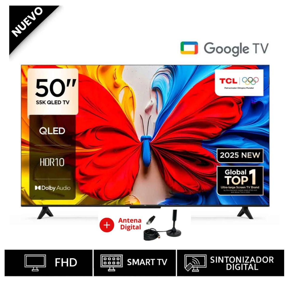 TCL - Televisor TCL 50 50S5K QLED FHD + Antena Digital