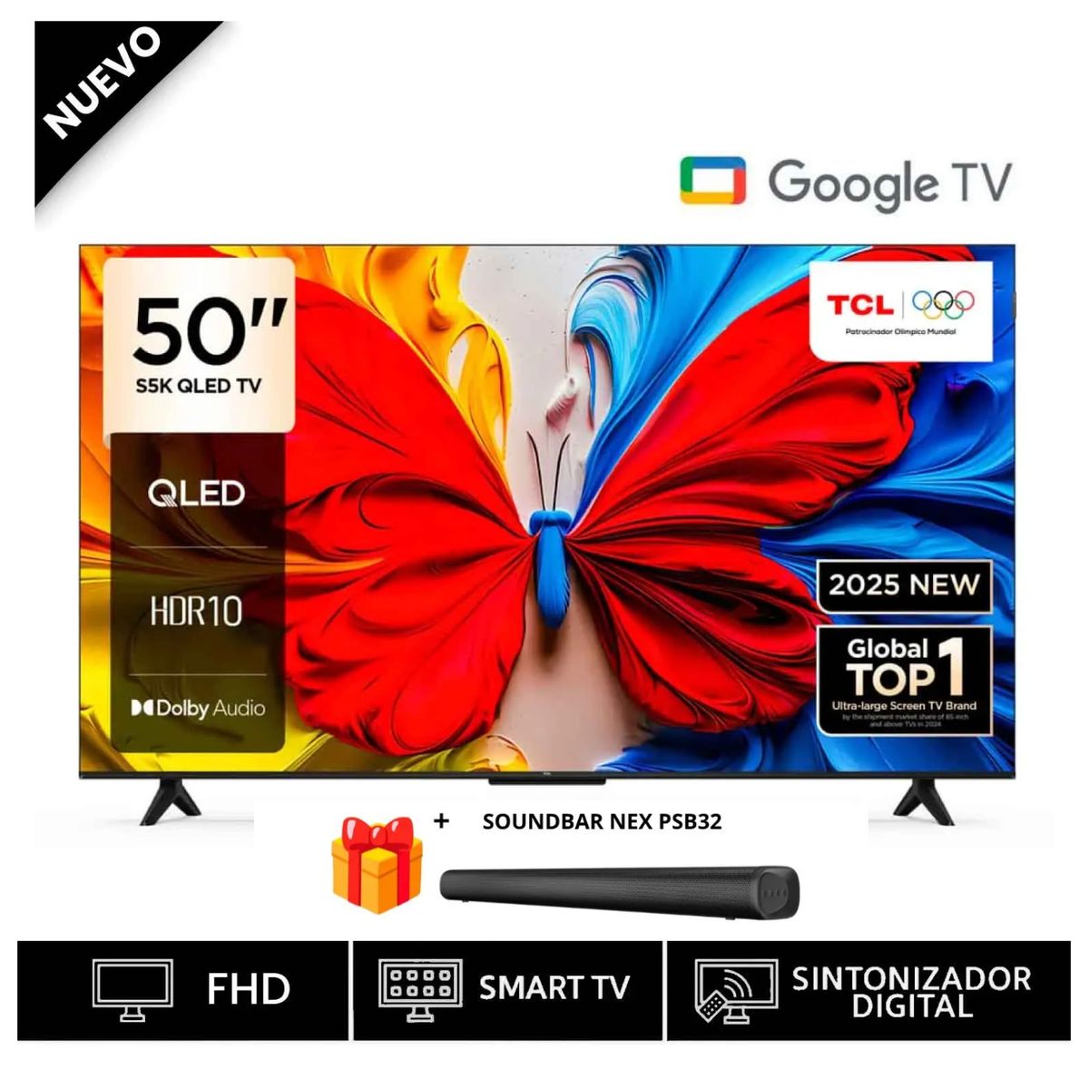 TCL - Televisor TCL 50 50S5K QLED FHD + Soundbar Nex