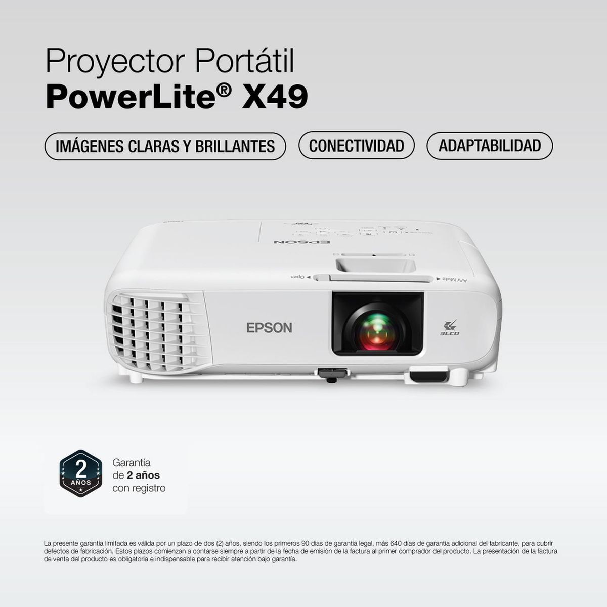 EPSON - Proyector Epson PowerLite X49 3LCD XGA 3600 lúmenes
