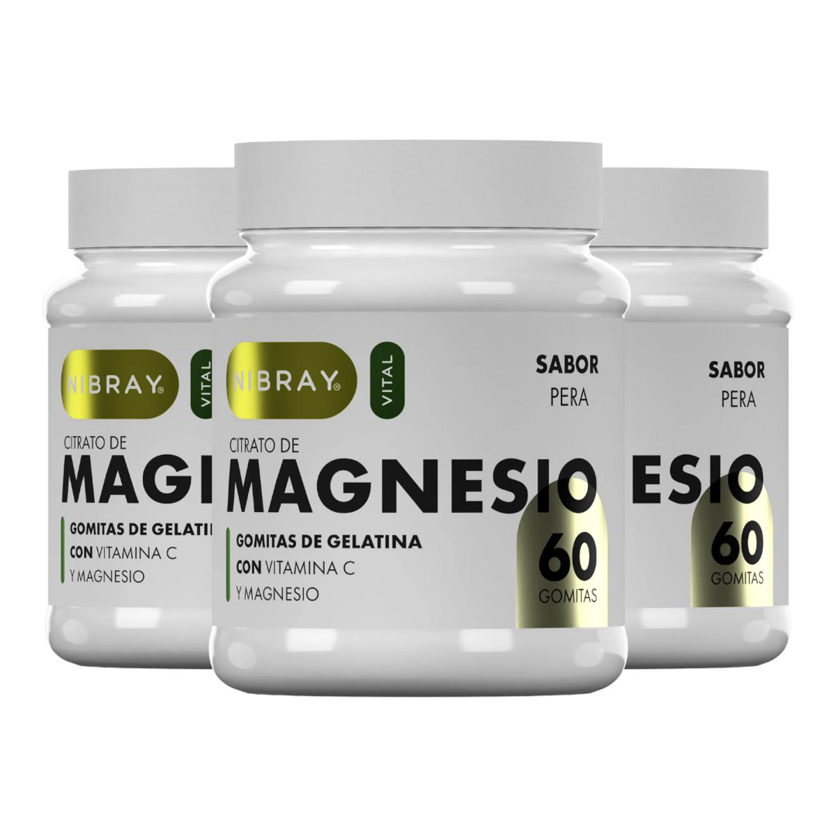 NIBRAY - Citrato de Magnesio con Vitamina C en Gomitas Pack 3 Frascos Nibray Vital