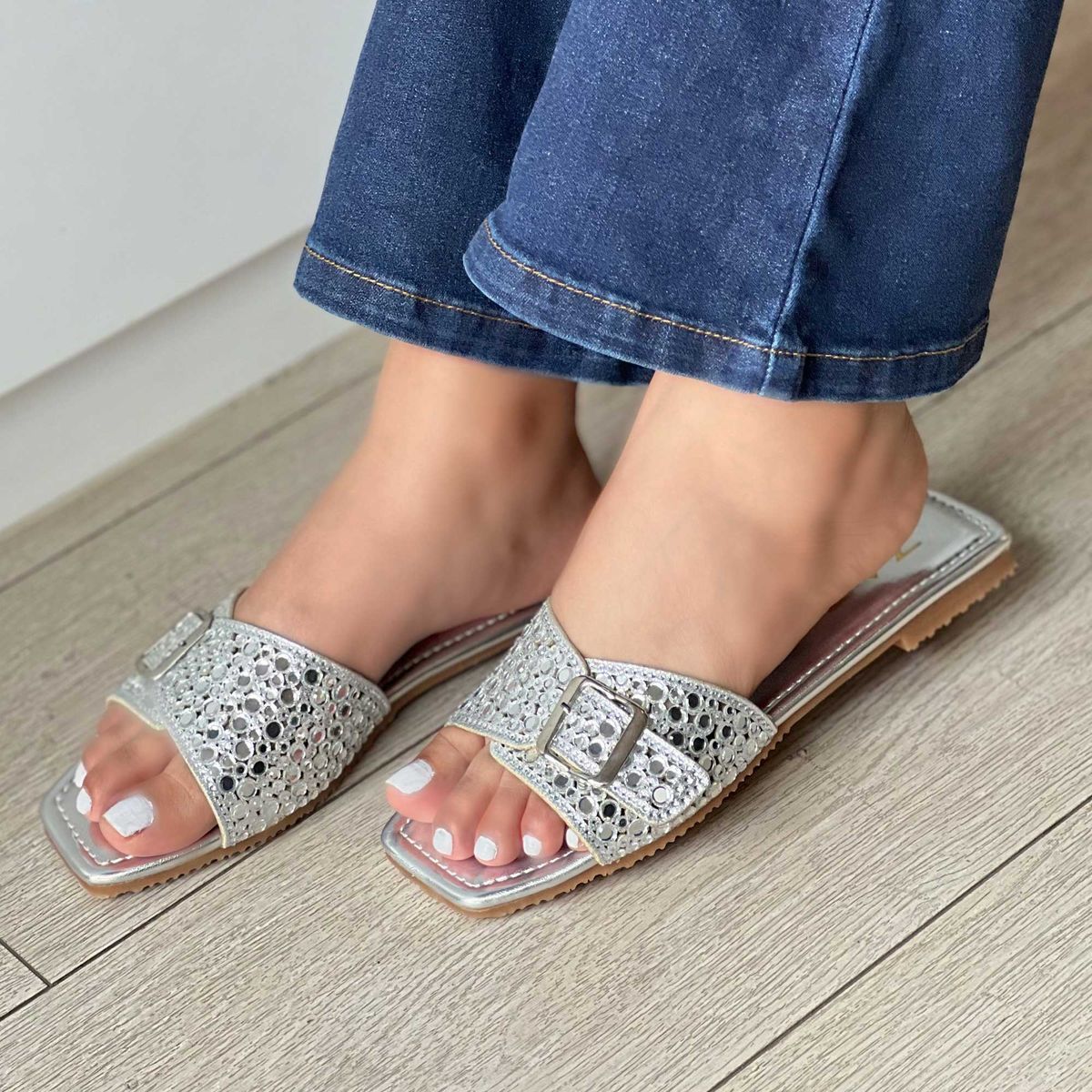 GENERICO - SANDALIA PLATEADO PARA MUJER FIESTA JULIETA