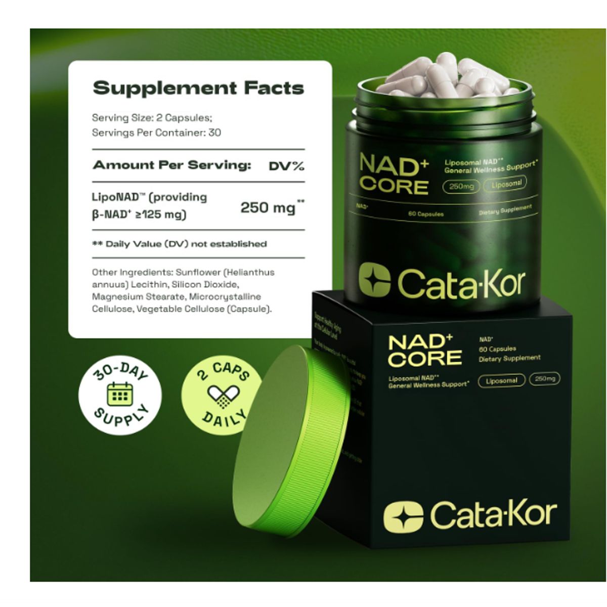 GENERICO - LipoNAD® NAD+ Liposomal 250mg - Energía Celular - 60 cápsulas (30 días) - Calidad USA