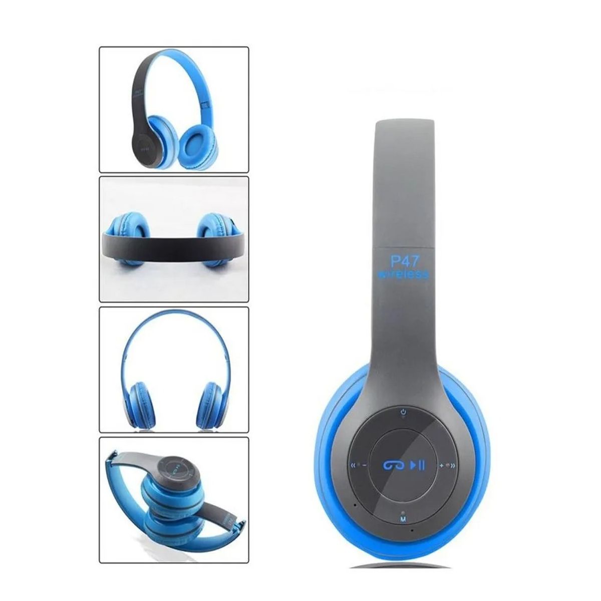 GENERICO - AUDIFONO BLUETOOTH VINCHA P47 AZUL