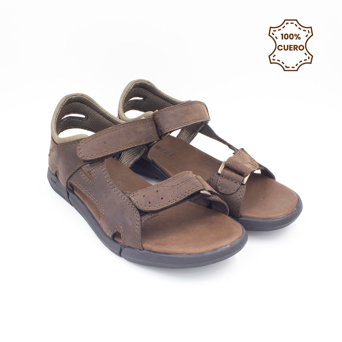 FAR WEST - Sandalias Franciscanas Hombre y Mujer Alejo Cuero Marrón Oscuro