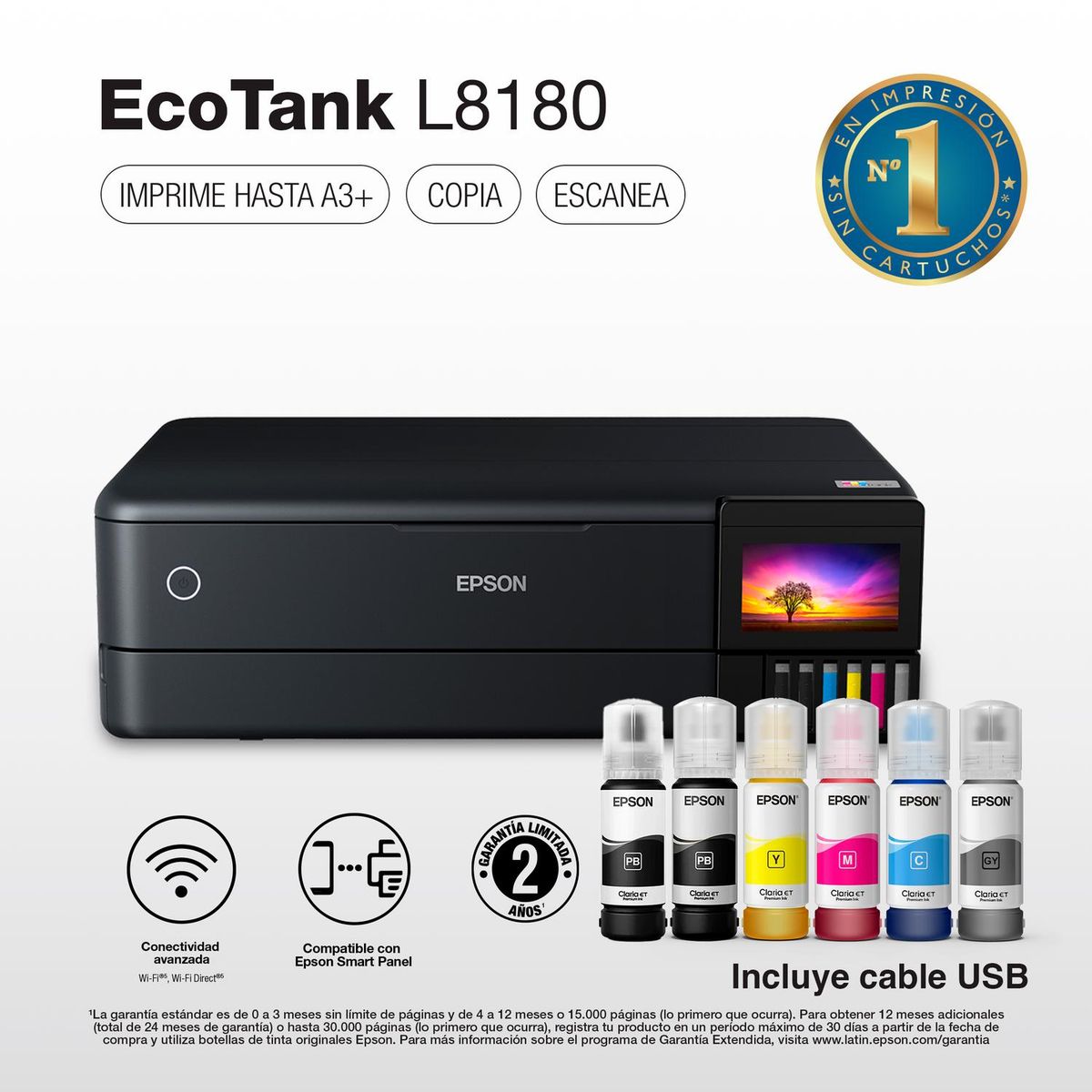 EPSON - Impresora EPSON Multifunción 3en1 EcoTank Foto L8180 WiFi/A3
