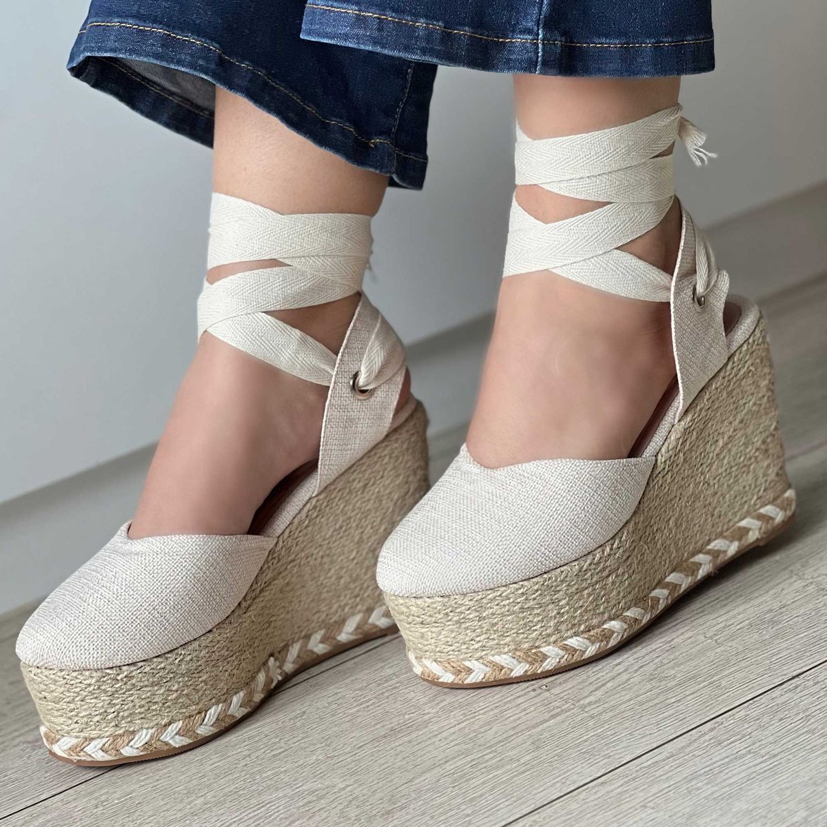 GENERICO - ALPARGATA PARA MUJER TACO 9 LUCIA COLOR HUESO