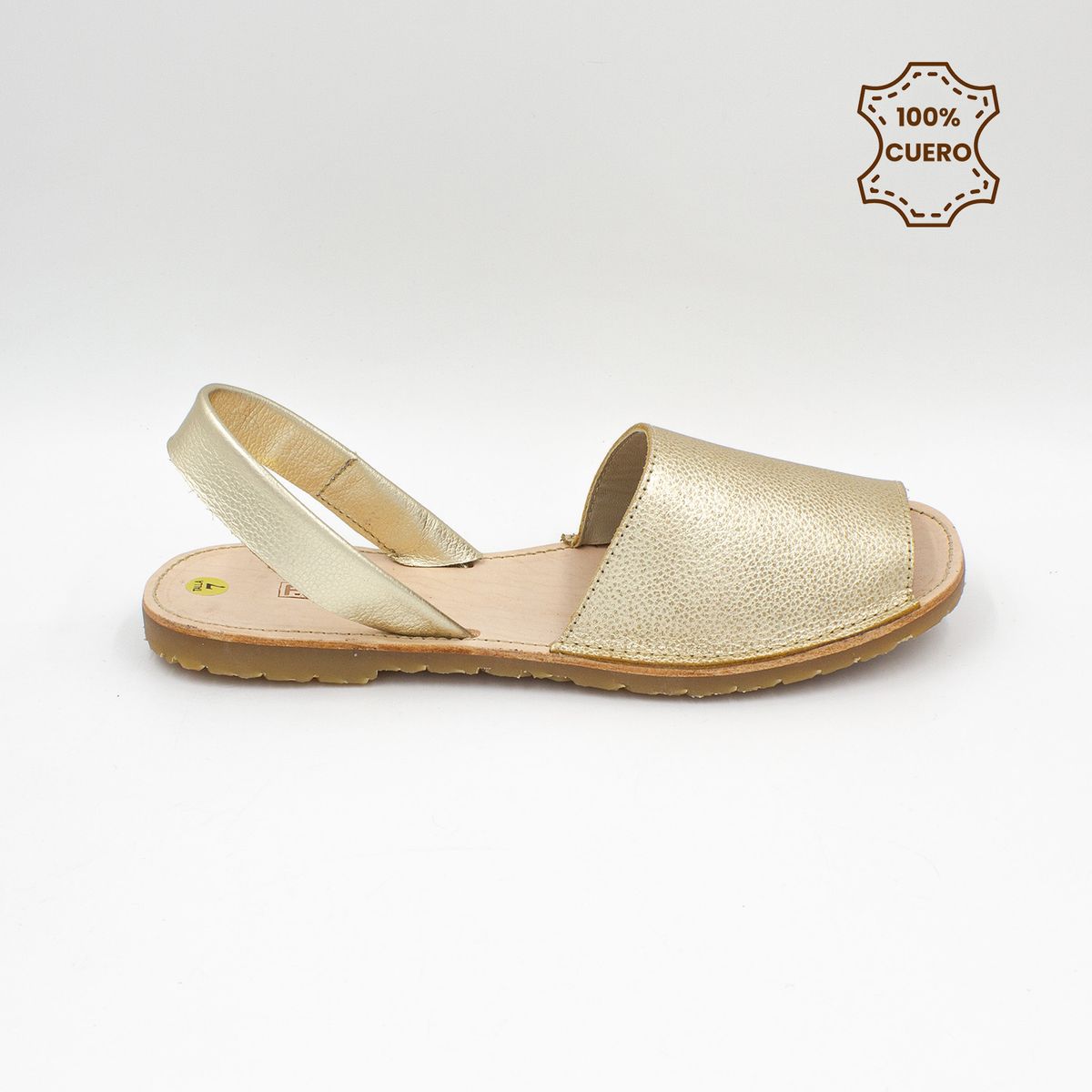 FAR WEST - Sandalias Menorquinas Mujer Cuero Dorado