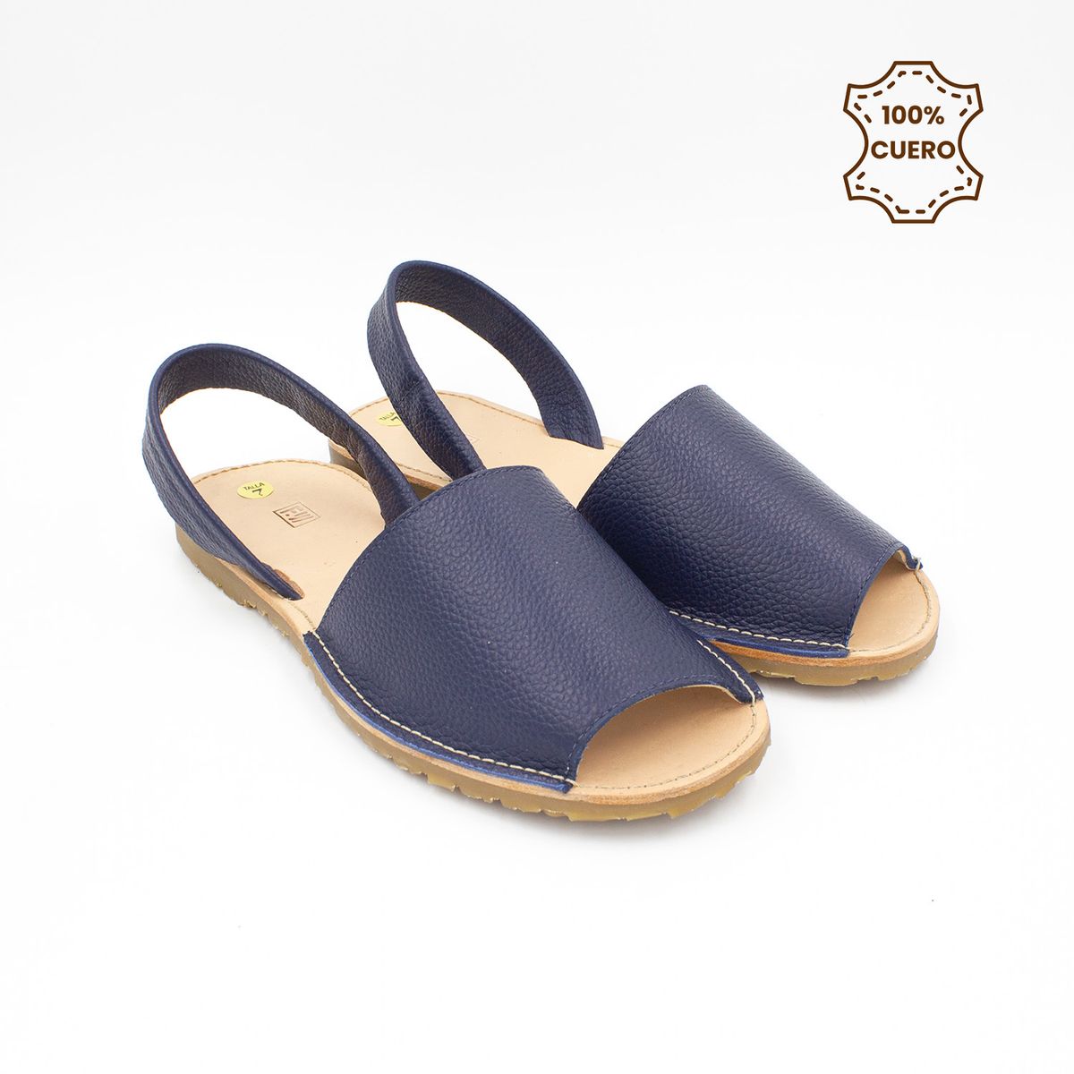 FAR WEST - Sandalias Menorquinas Mujer Cuero Azul