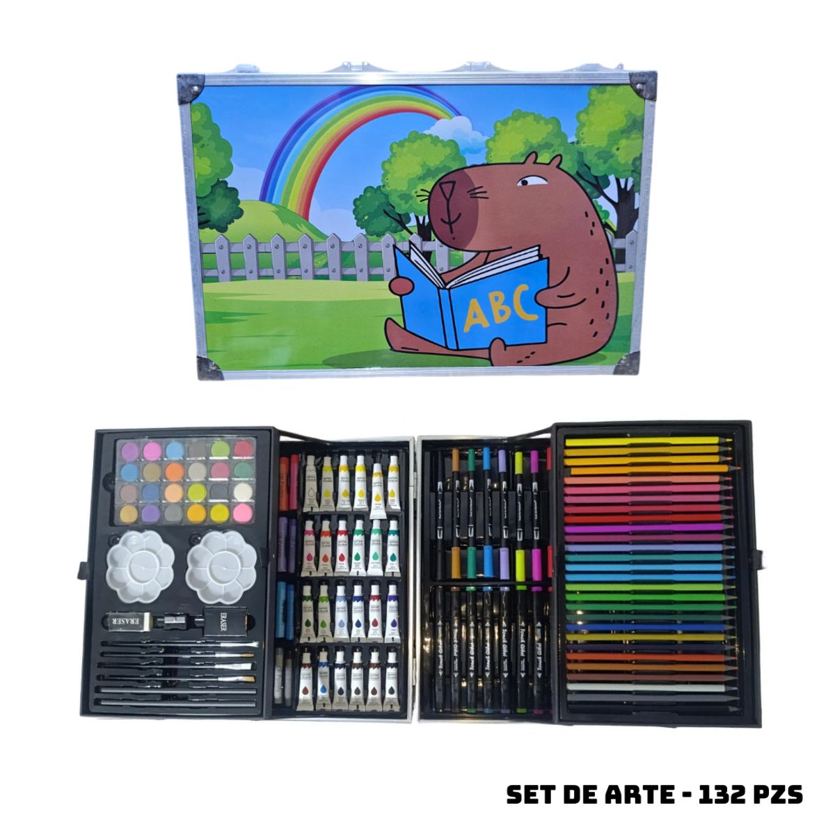 GENERICO - MALETIN MEGA SET DE ARTE 132 PZS CAPIBARA ESTUDIANTE