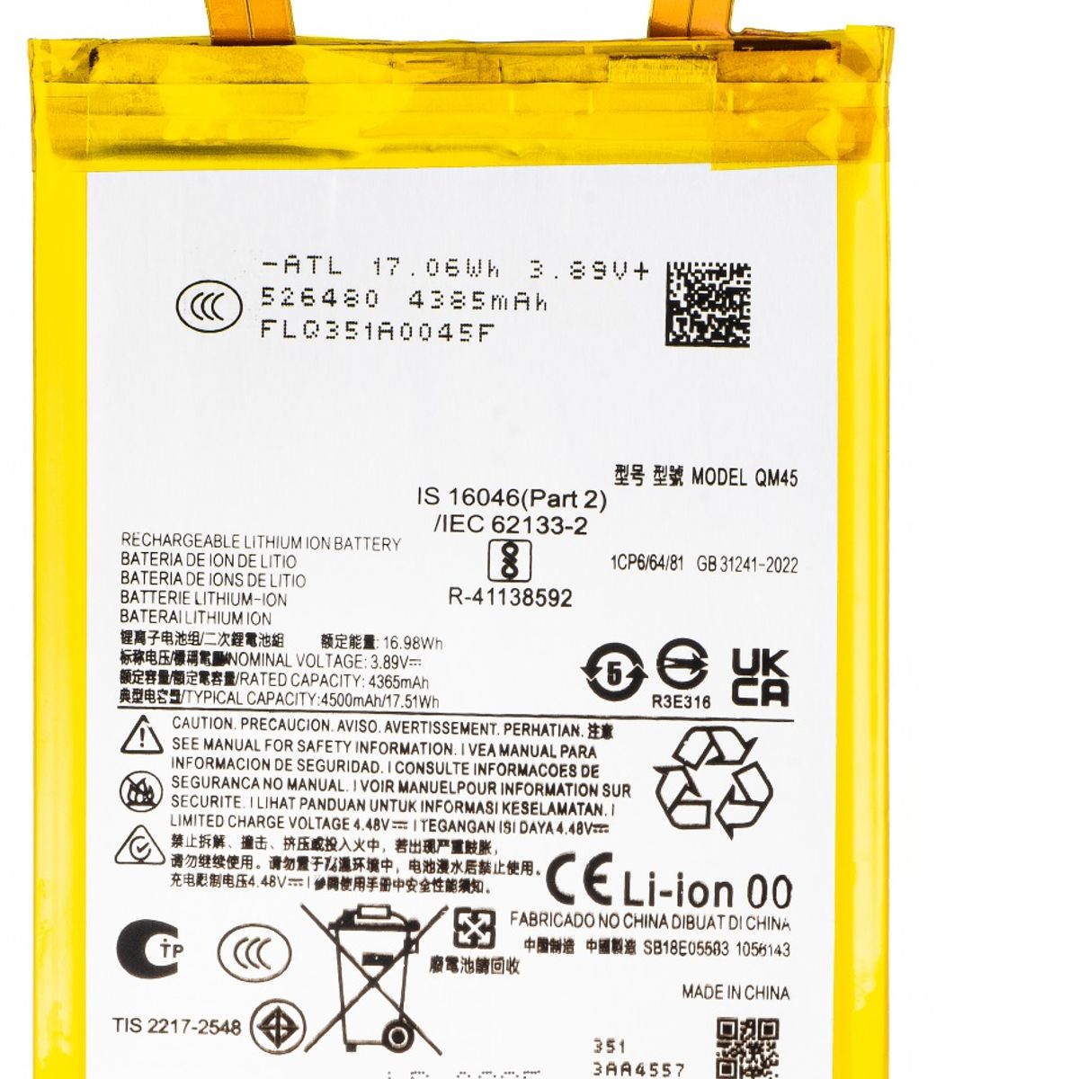 GENERICO - BATERIA MOTO EDGE 50 PRO  QM45  NUEVO