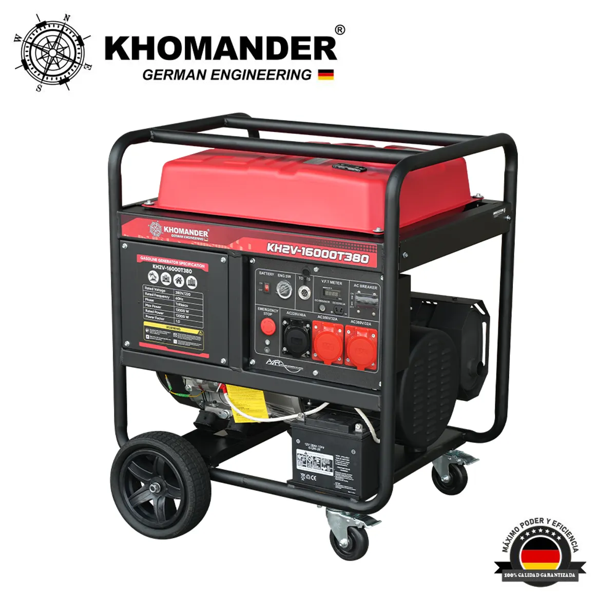 KHOMANDER - GENERADOR GASOLINERO 13000W TRIFASICO 380V - KHOMANDER