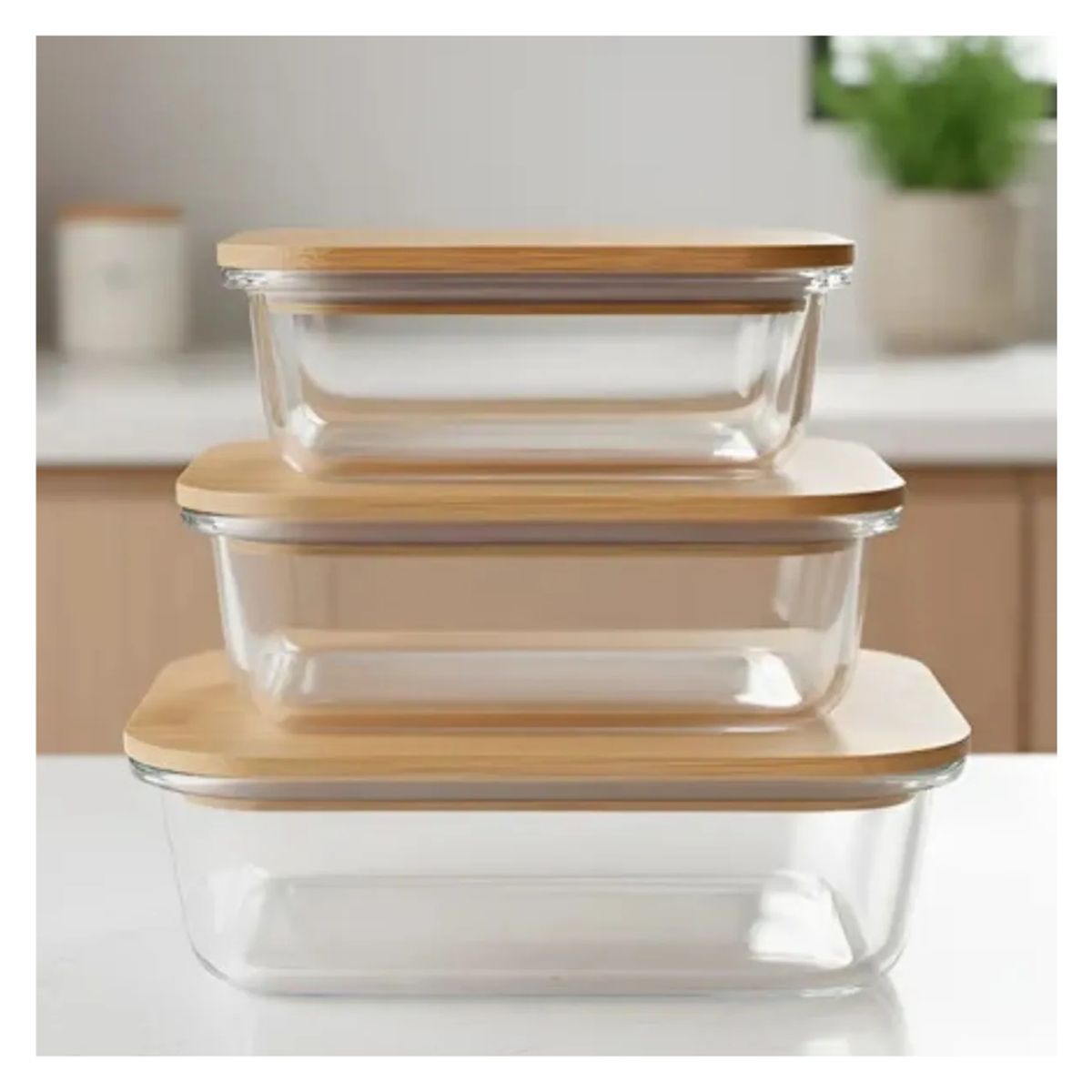 GENERICO - SET DE 3 CONTENEDORES DE BAMBÚ