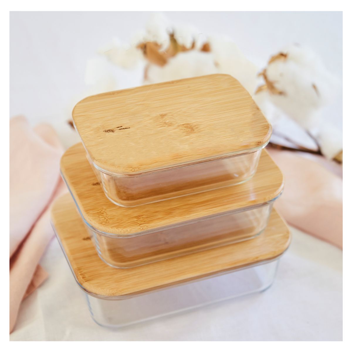 GENERICO - SET DE 3 CONTENEDORES DE BAMBÚ