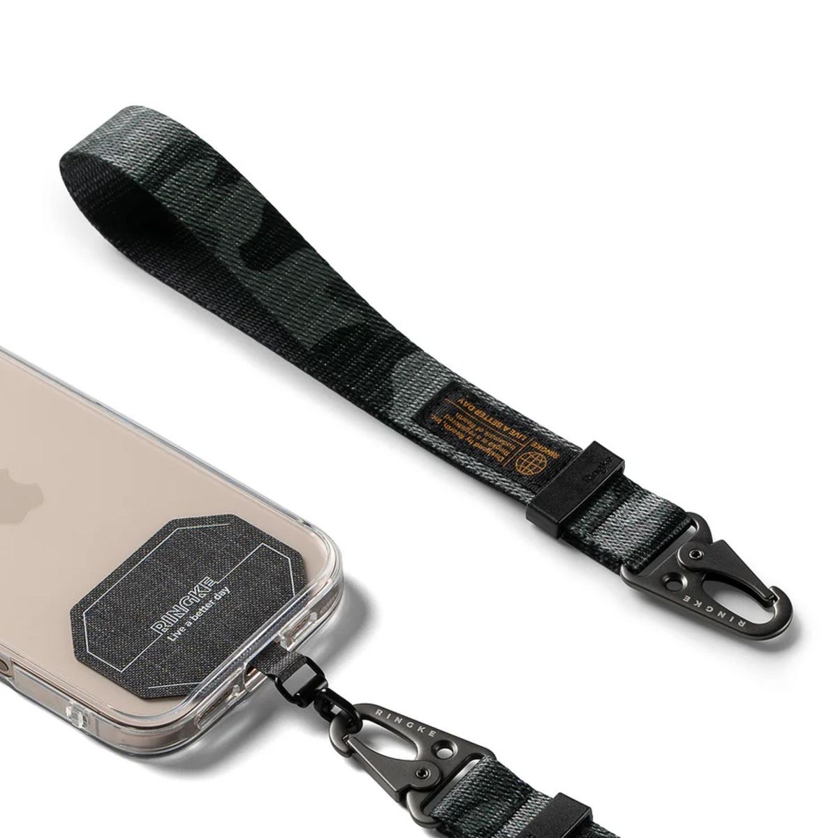RINGKE - Correa Corta Negro Camo Ringke Holder Link Para Celular Camara Otros Dispositivos