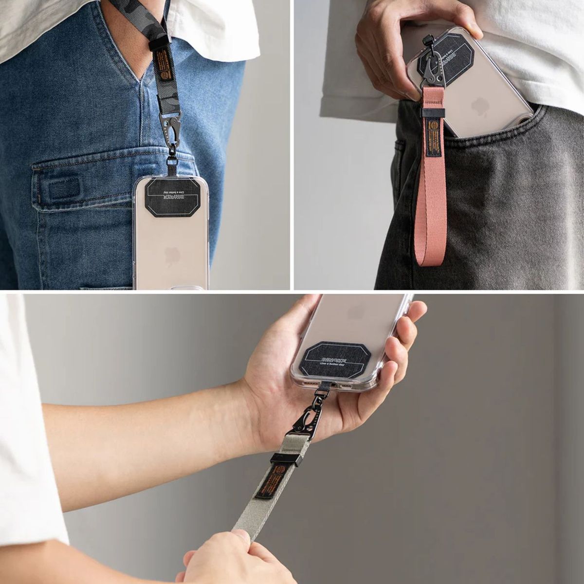 RINGKE - Correa Corta Negro Camo Ringke Holder Link Para Celular Camara Otros Dispositivos