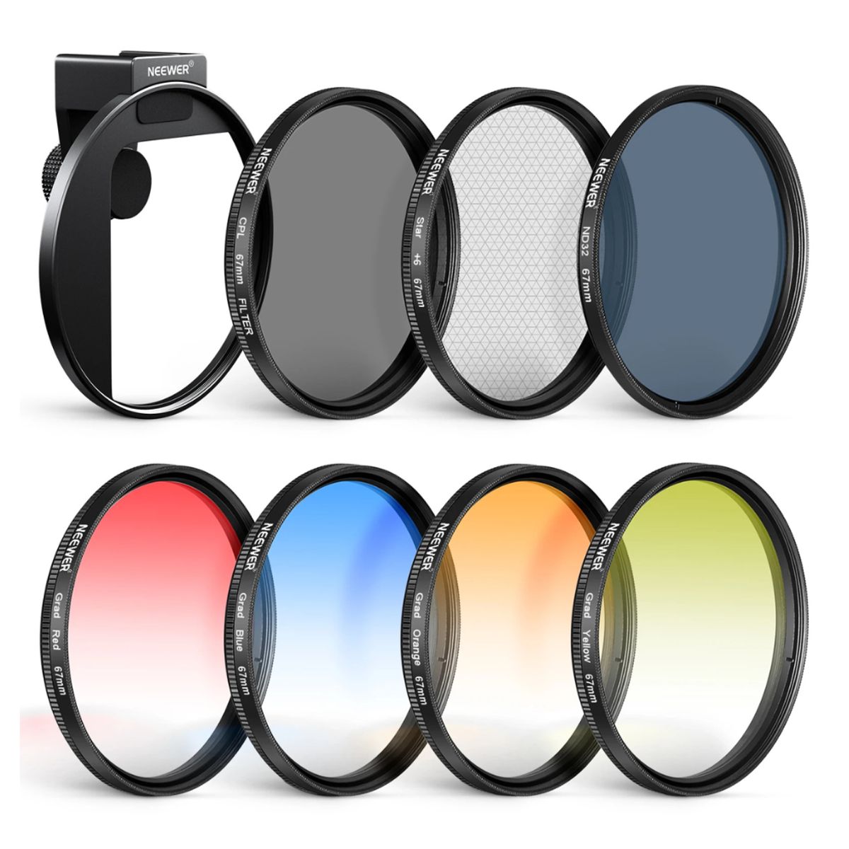 NEEWER - Kit de Filtros ND NEEWER 67mm con Clip para telefono y cámara