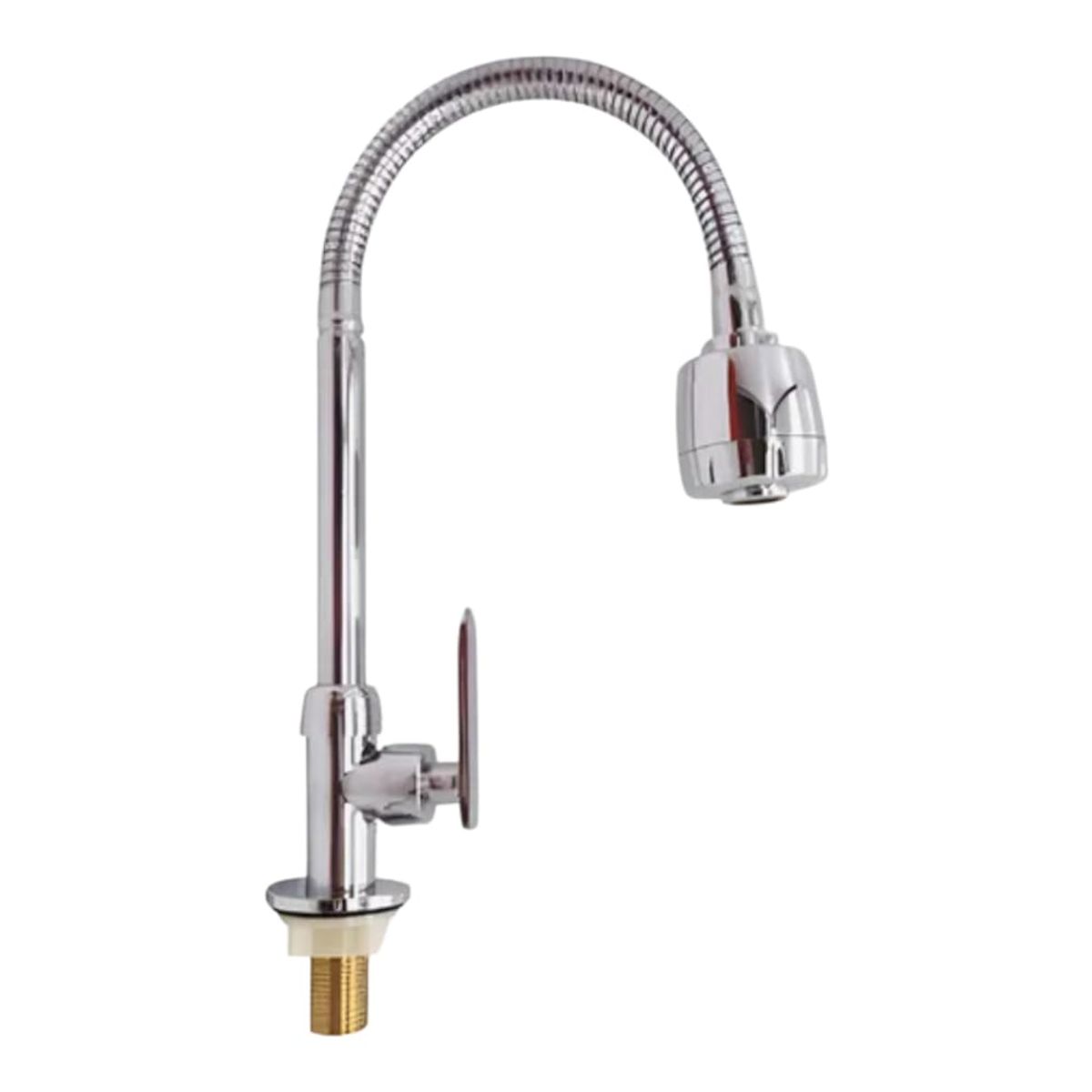 APACHE - Grifo Llave al Mueble Latón Cromado Pesado de Cocina agua fría cuello flexible