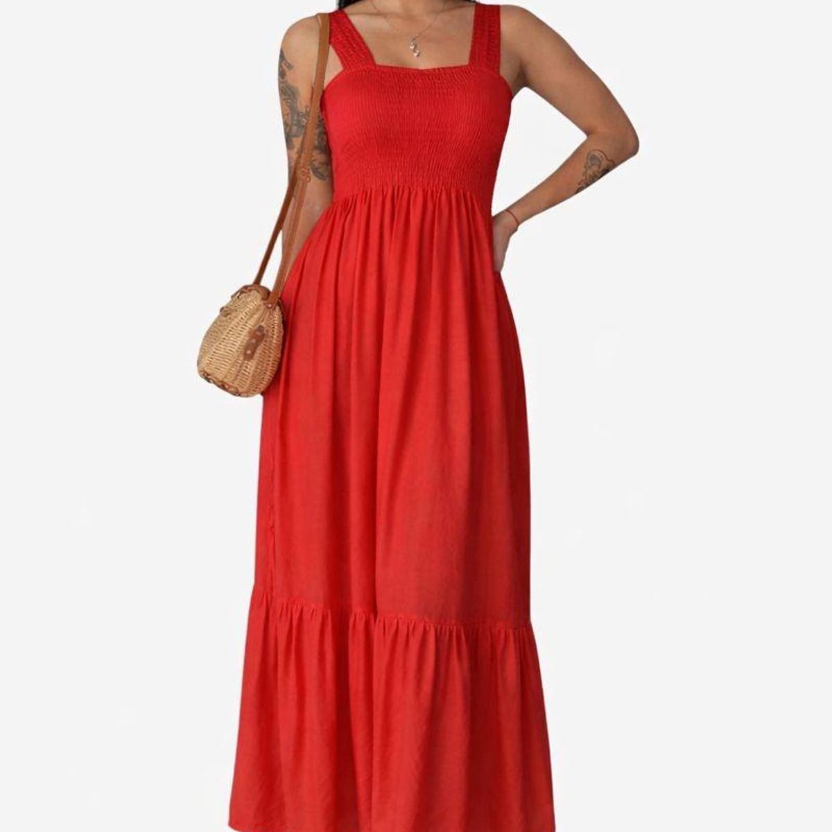 GENERICO - VESTIDO LARGO ROJO PARA MUJER