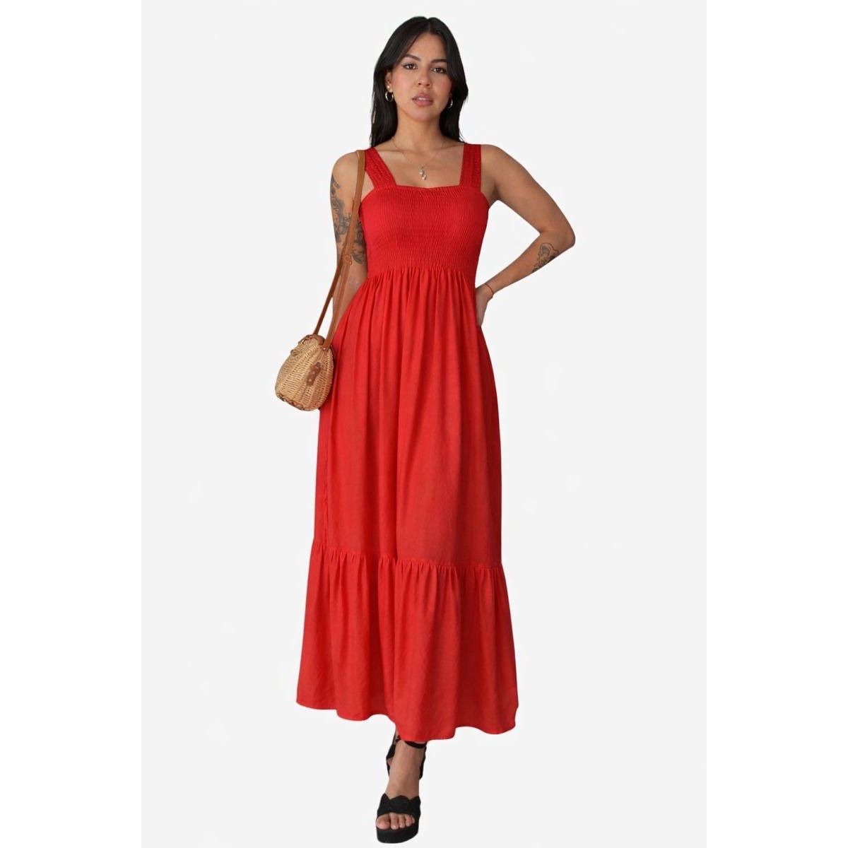 GENERICO - VESTIDO LARGO ROJO PARA MUJER