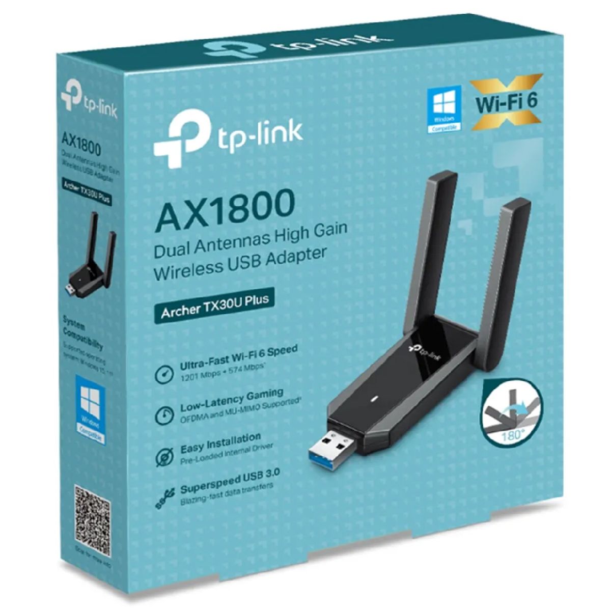 TP LINK - Adaptador USB inalámbricoTP-LINK Archer TX30U Plus AX1800 Dobleantena