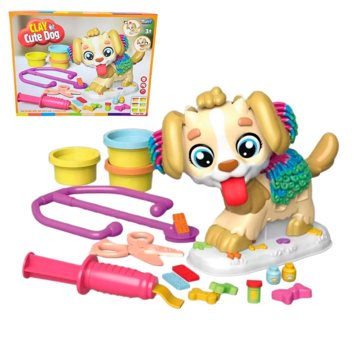 GENERICO - Jueguete Set de Perritos y Dinosaurios de Plastilina Moldeable
