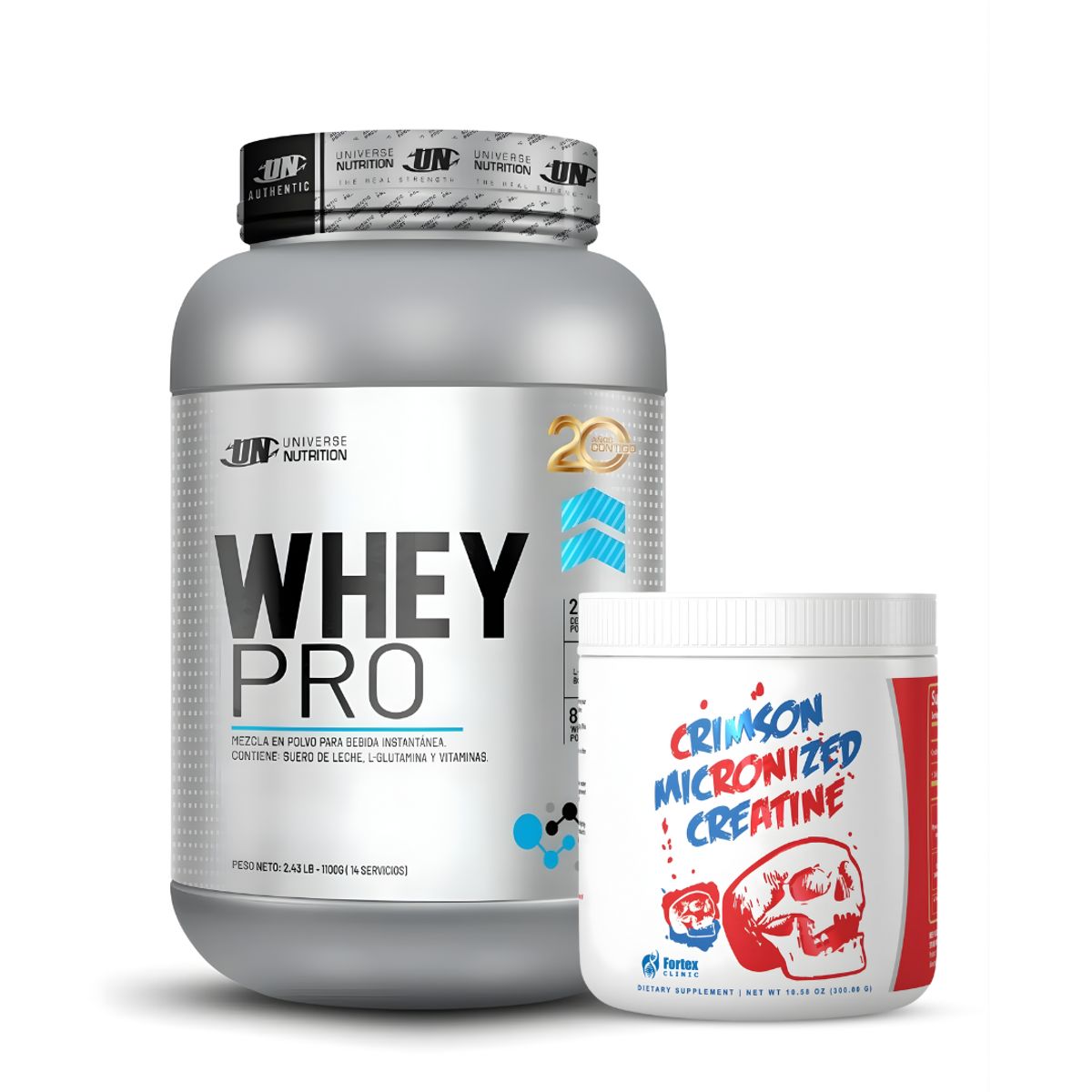 UNIVERSE NUTRITION - Whey Pro 1.1 kg Proteina Whey - Vainilla + Creatina Monohidratada Crimson Micronized Creatine 300 g
