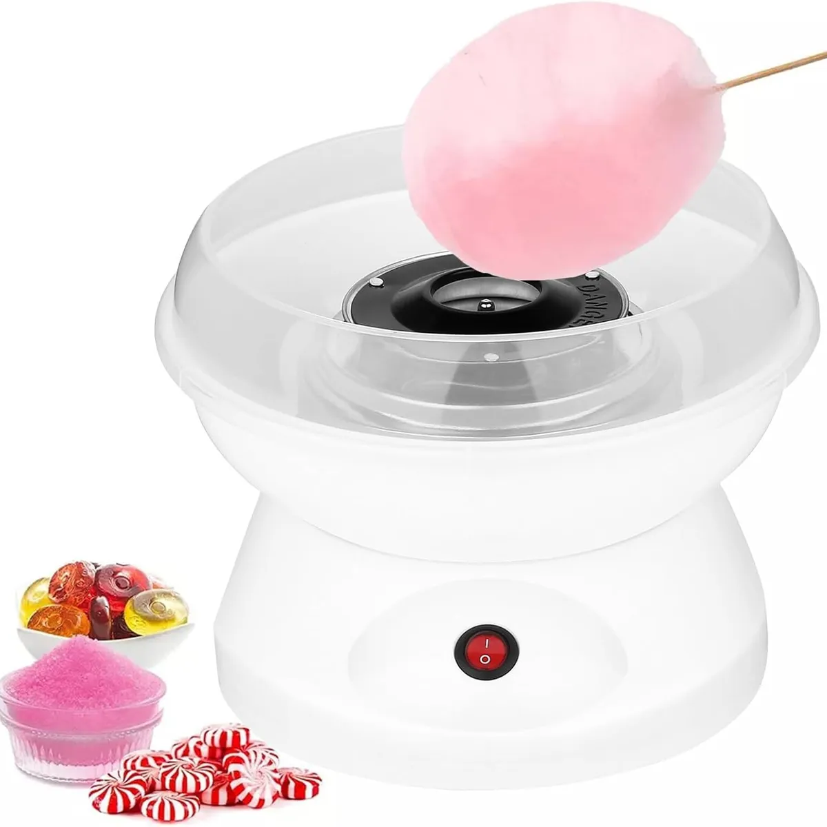 GENERICO - MINI MÁQUINA ELÉCTRICA PORTATIL DE ALGODON DE AZÚCAR-BLANCO