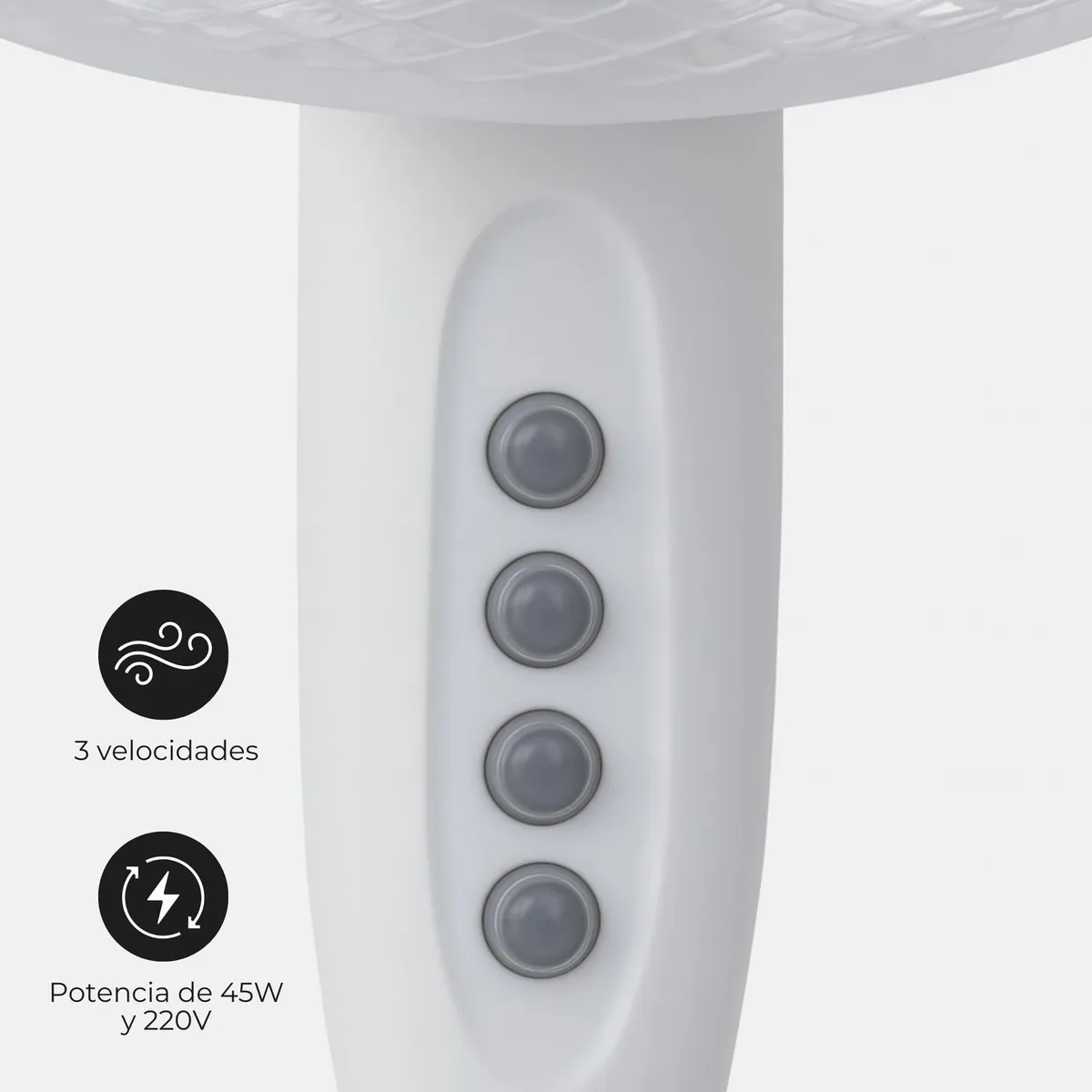 BELESSI - Ventilador Pedestal 16", 45W, 3 velocidades Blanco