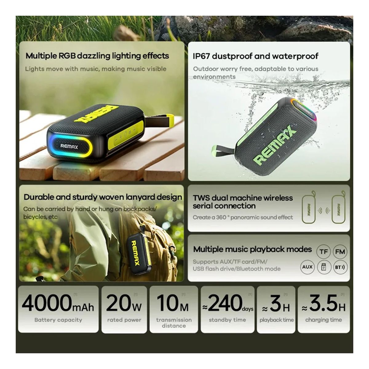 REMAX - Parlante Portátil Remax  RB-M10 Azul Bluetooth 5.4